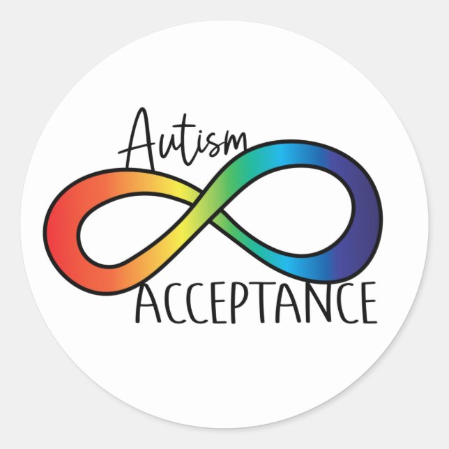 Neurodiversity Autism Acceptance Rainbow Button Classic Round Sticker (Front)