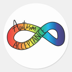 Neurodiversity Autism Acceptance Rainbow Button Classic Round Sticker