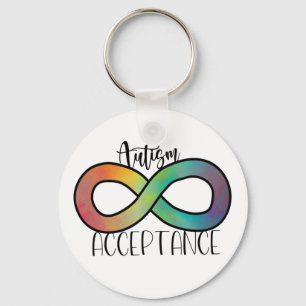 Neurodiversity Autism Acceptance Rainbow Button Key Ring