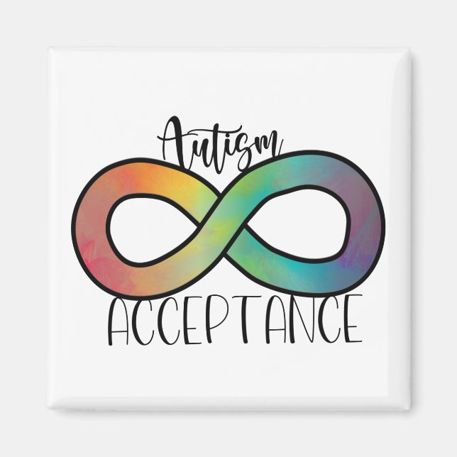 Neurodiversity Autism Acceptance Rainbow Button Magnet (Front)