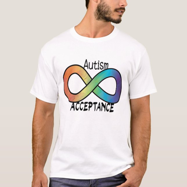 Neurodiversity Autism Acceptance Rainbow Button T-Shirt (Front)