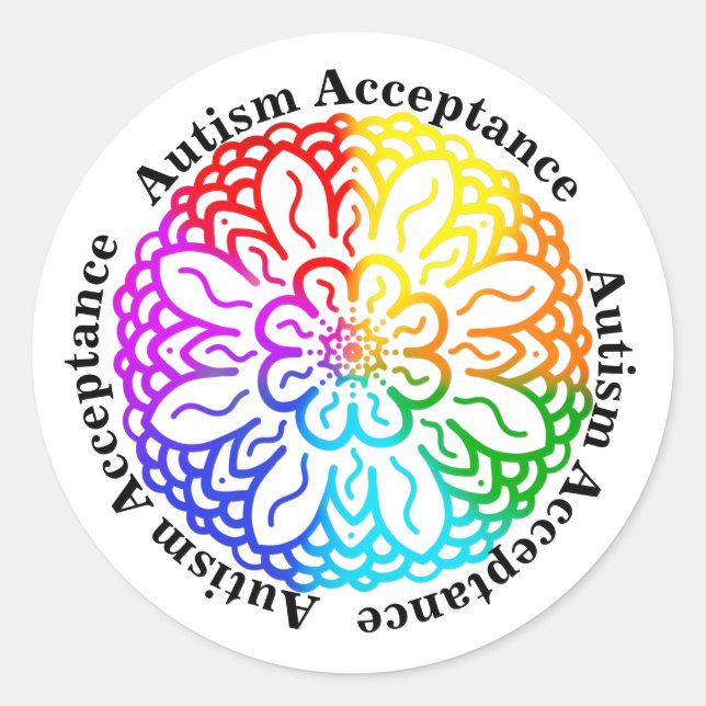 Neurodiversity Autism Acceptance Rainbow Classic Round Sticker (Front)