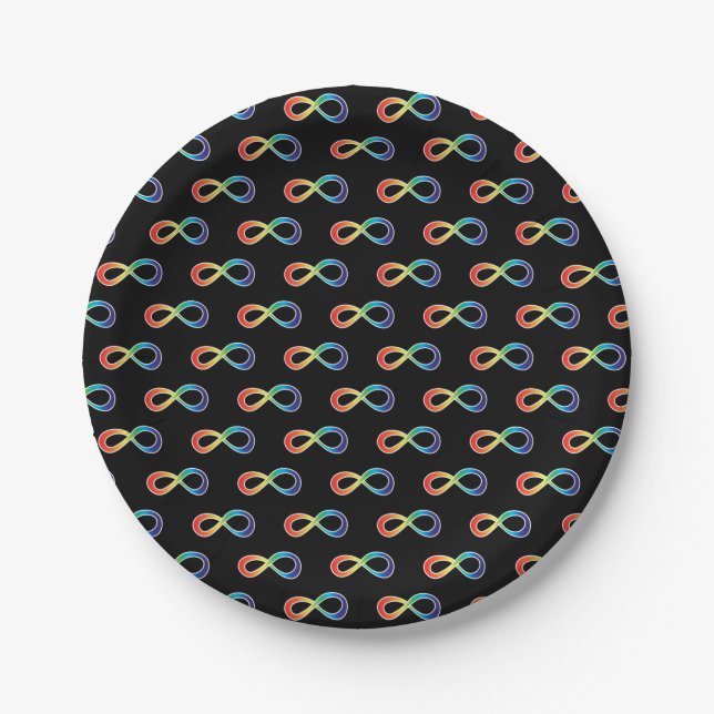Neurodiversity Autism Awareness Acceptance Rainbow Paper Plate (Front)