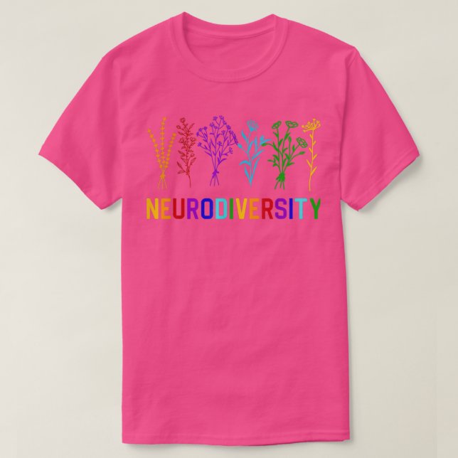 Neurodiversity Autism Awareness ADHD Rainbow Flowe T-Shirt (Design Front)
