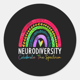 Neurodiversity Autism Spectrum Asd Adhd Rainbow Bo Classic Round Sticker