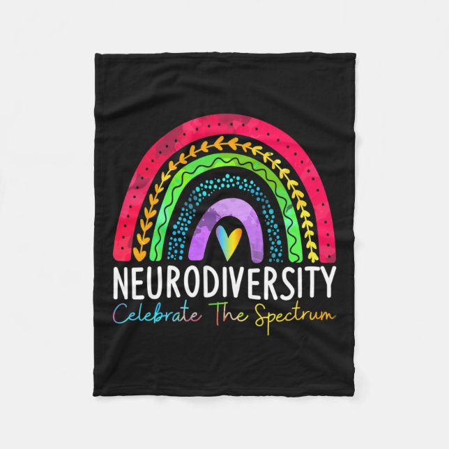 Neurodiversity Autism Spectrum Asd Adhd Rainbow Bo Fleece Blanket (Front)