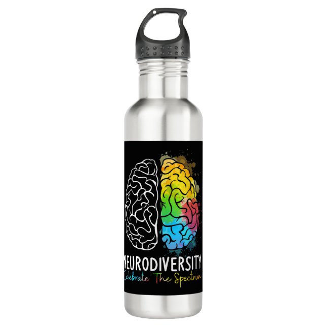 Neurodiversity Autism Spectrum ASD ADHD Rainbow Br 710 Ml Water Bottle (Front)