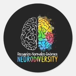 Neurodiversity Autism Spectrum Asd Adhd Rainbow Br Classic Round Sticker