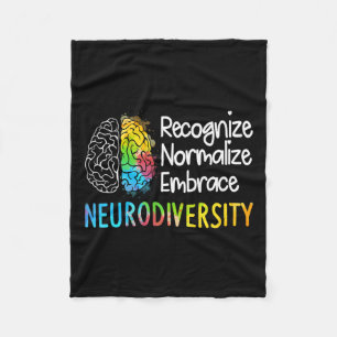 Neurodiversity Autism Spectrum Asd Adhd Rainbow Br Fleece Blanket