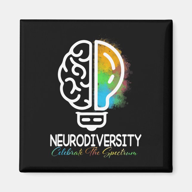 Neurodiversity Autism Spectrum Asd Adhd Rainbow Br Magnet (Front)