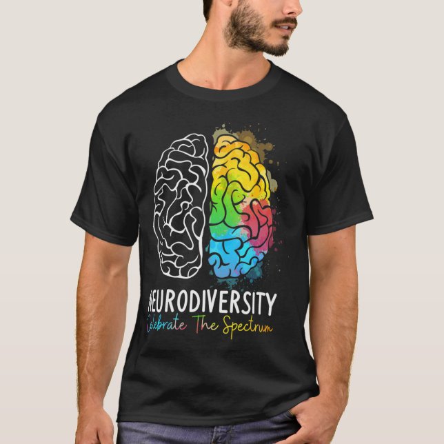 Neurodiversity Autism Spectrum ASD ADHD Rainbow Br T-Shirt (Front)