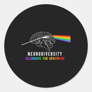Neurodiversity Autism Spectrum Brain Asd Adhd Rain Classic Round Sticker