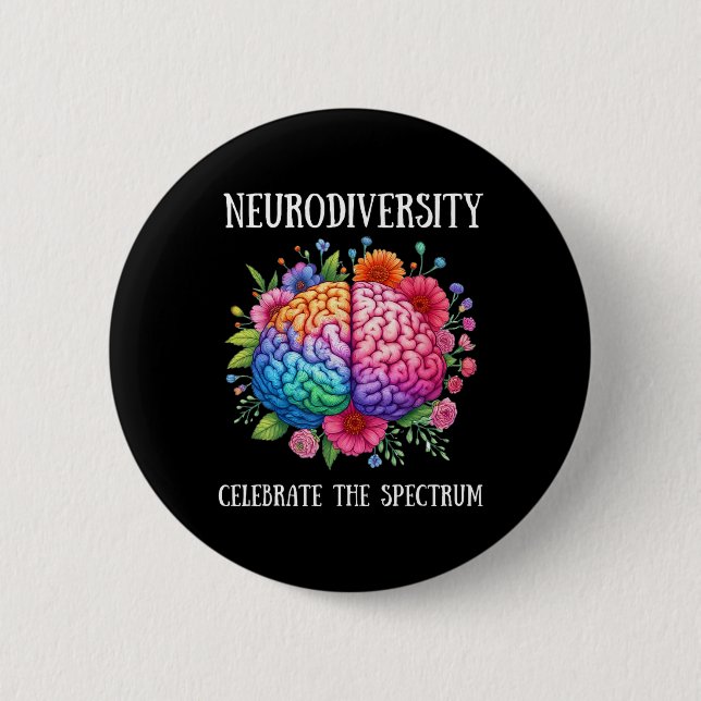 Neurodiversity Brain Adhd Awareness Asd Autism  6 Cm Round Badge (Front)