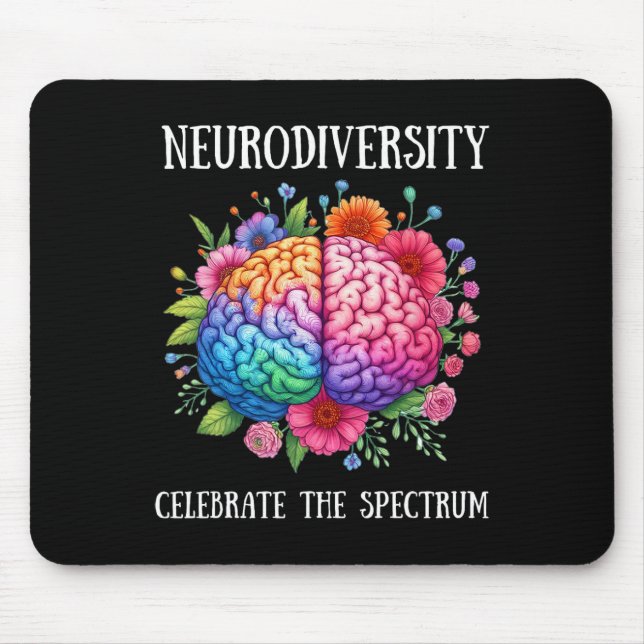 Neurodiversity Brain Adhd Awareness Asd Autism  Mouse Pad (Front)