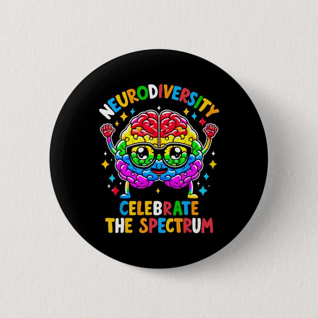 Neurodiversity Brain Autism Awareness  6 Cm Round Badge (Front)
