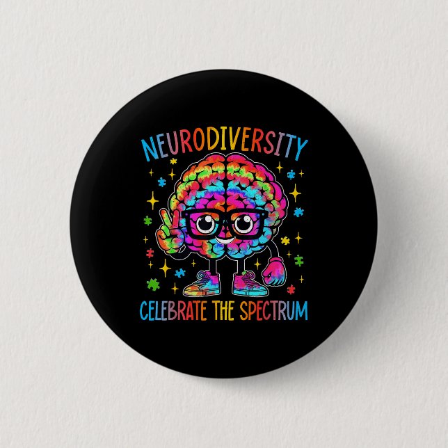 Neurodiversity Brain Autism Awareness Asd Adhd 6 Cm Round Badge (Front)