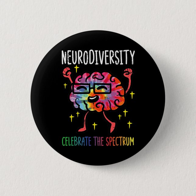 Neurodiversity Brain Autism Awareness Asd Adhd Men 6 Cm Round Badge (Front)
