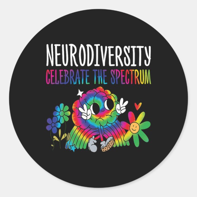 Neurodiversity Brain Autism Awareness Asd Adhd Men Classic Round Sticker (Front)