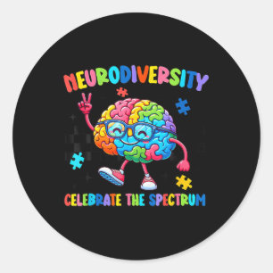 Neurodiversity Brain Autism Awareness Asd Adhd Men Classic Round Sticker
