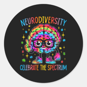 Neurodiversity Brain Autism Awareness Asd Adhd Men Classic Round Sticker