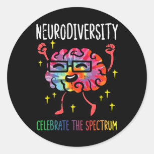 Neurodiversity Brain Autism Awareness Asd Adhd Men Classic Round Sticker