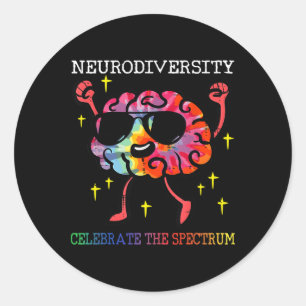 Neurodiversity Brain Autism Awareness Asd Adhd Men Classic Round Sticker