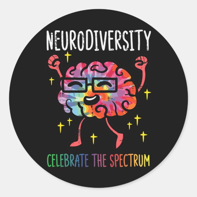 Neurodiversity Brain Autism Awareness Asd Adhd Men Classic Round Sticker (Front)
