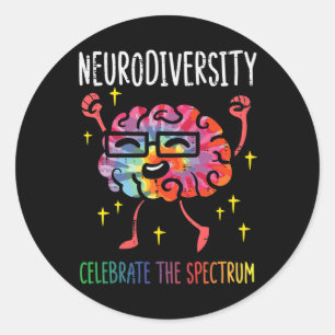 Neurodiversity Brain Autism Awareness Asd Adhd Men Classic Round Sticker