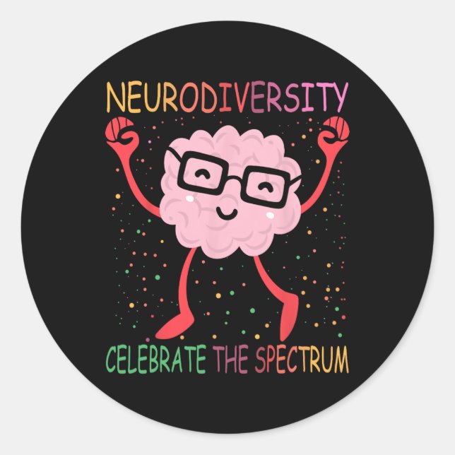 Neurodiversity Brain Autism Awareness Asd Adhd Men Classic Round Sticker (Front)
