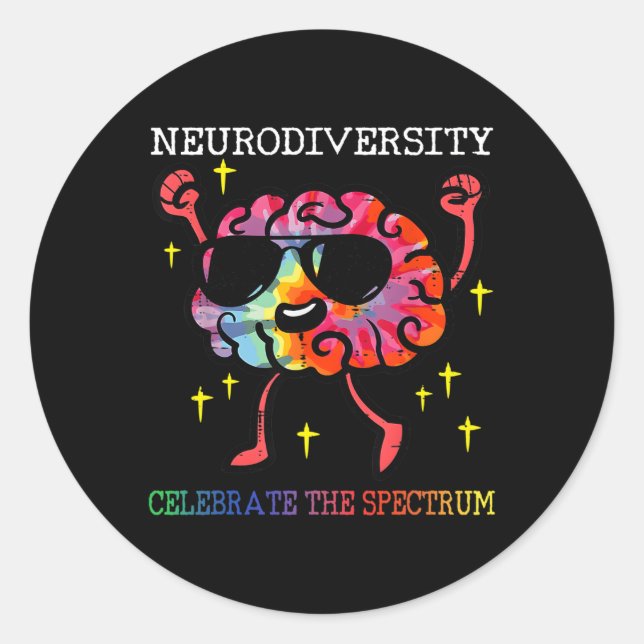 Neurodiversity Brain Autism Awareness Asd Adhd Men Classic Round Sticker (Front)