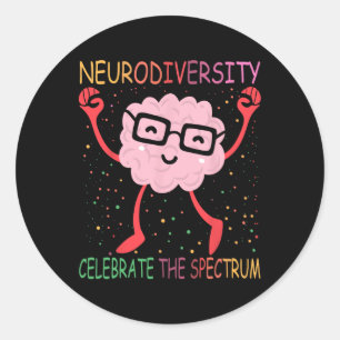 Neurodiversity Brain Autism Awareness Asd Adhd Men Classic Round Sticker