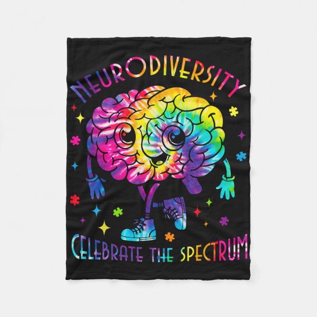 Neurodiversity Brain Autism Awareness Asd Adhd Men Fleece Blanket (Front)