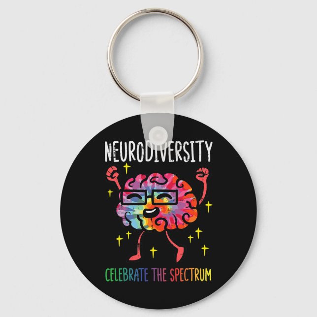 Neurodiversity Brain Autism Awareness Asd Adhd Men Key Ring (Front)