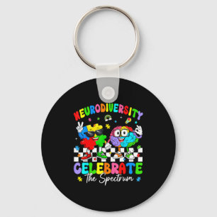 Neurodiversity brain autism awareness asd adhd men key ring