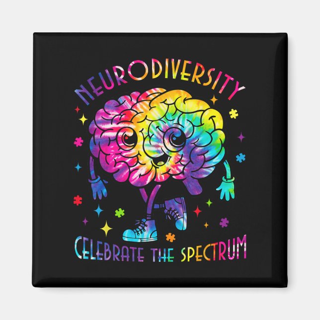 Neurodiversity Brain Autism Awareness Asd Adhd Men Magnet (Front)