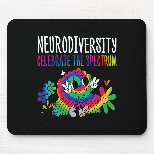 Neurodiversity Brain Autism Awareness Asd Adhd Men Mouse Pad (Front)