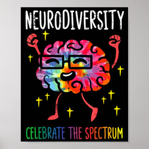 Neurodiversity Brain Autism Awareness Asd Adhd Men Poster