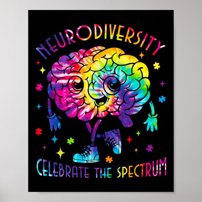 Neurodiversity Brain Autism Awareness Asd Adhd Men Poster (Front)