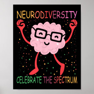 Neurodiversity Brain Autism Awareness Asd Adhd Men Poster