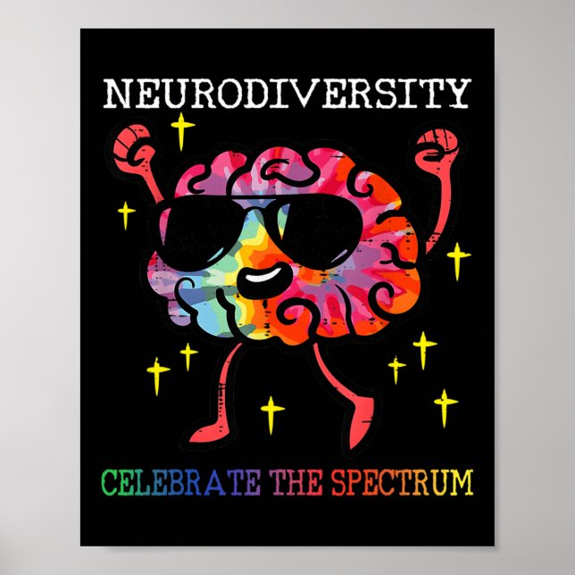 Neurodiversity Brain Autism Awareness Asd Adhd Men Poster (Front)