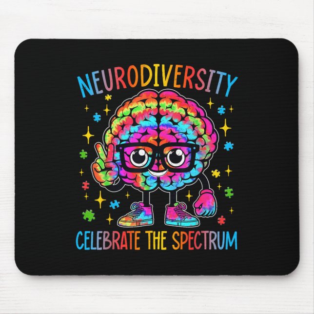 Neurodiversity Brain Autism Awareness Asd Adhd Mouse Pad (Front)