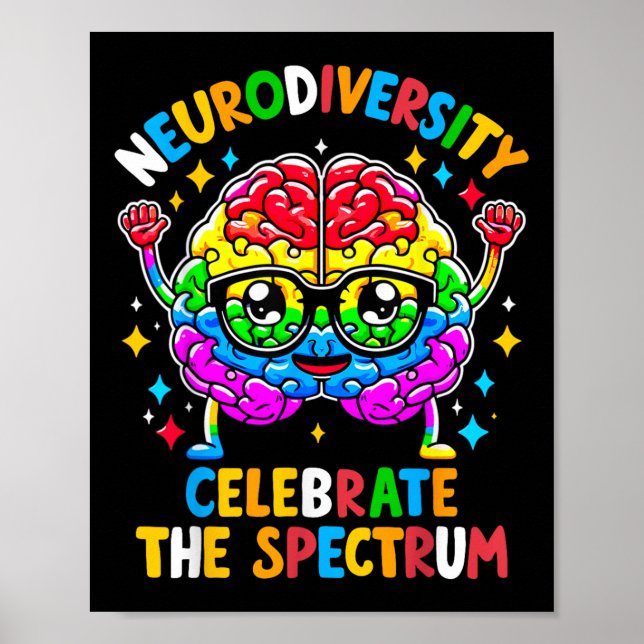 Neurodiversity Brain Autism Awareness  Poster (Front)