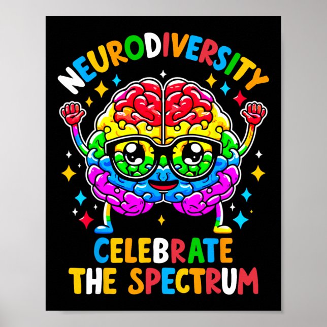 Neurodiversity Brain Autism Awareness  Poster (Front)