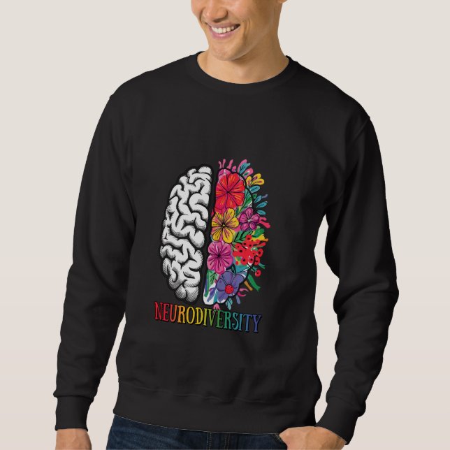Neurodiversity Brain Flowers Autism Awareness Sweatshirt (Front)