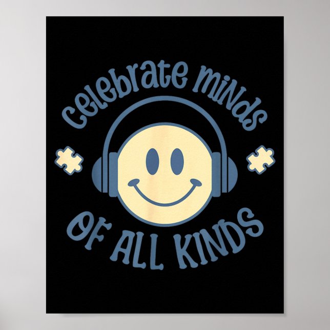 Neurodiversity Celebrate Minds of All Kinds Autism Poster (Front)