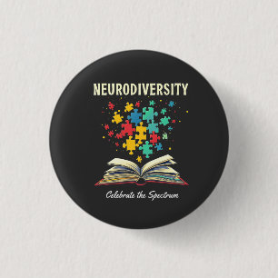 Neurodiversity Celebrate the Spectrum Book Autism  3 Cm Round Badge