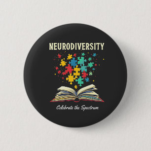 Neurodiversity Celebrate the Spectrum Book Autism  6 Cm Round Badge
