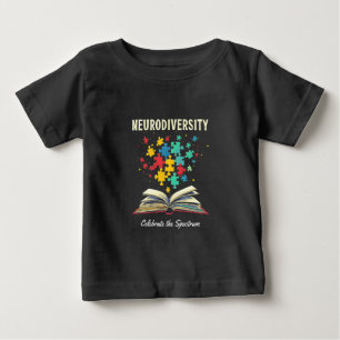 Neurodiversity Celebrate the Spectrum Book Autism  Baby T-Shirt