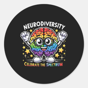 Neurodiversity Celebrate The Spectrum Brain Autism Classic Round Sticker