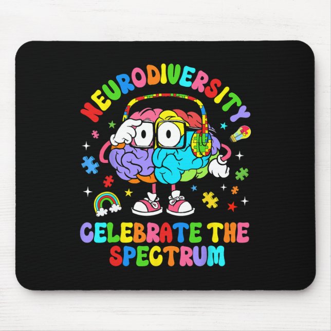 Neurodiversity Celebrate The Spectrum Brain Autism Mouse Pad (Front)